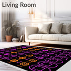 Pink Orange Pixelated Floral Medallion Rug