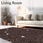 Dark Brown Swirling White Figures Rug