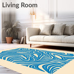 Blue Cream Swirl Abstract Rug