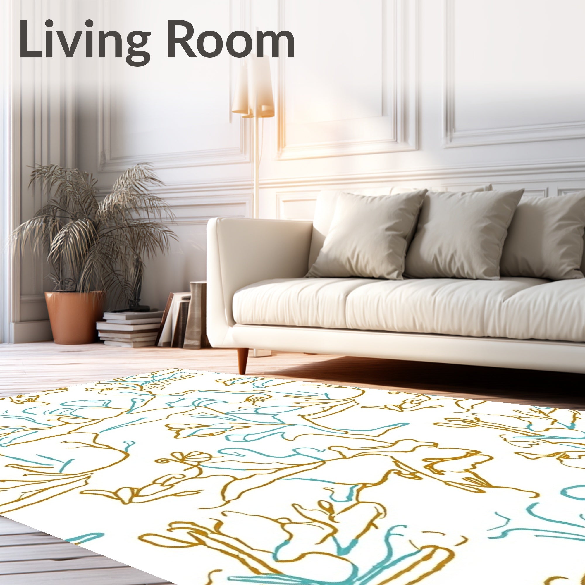Contemporary Coral Branches Abstract Rug