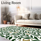 Emerald Leaves Gold Letters Rug