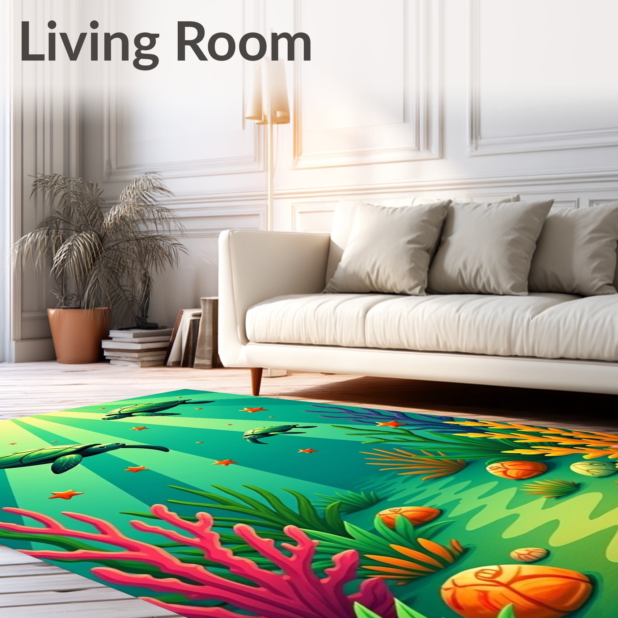 Oceanic Sea Turtle Coral Reef Adventure Rug