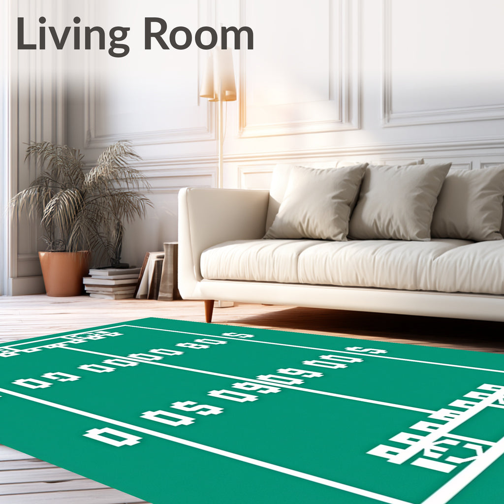 Green Football Field Pixelated Score Rug