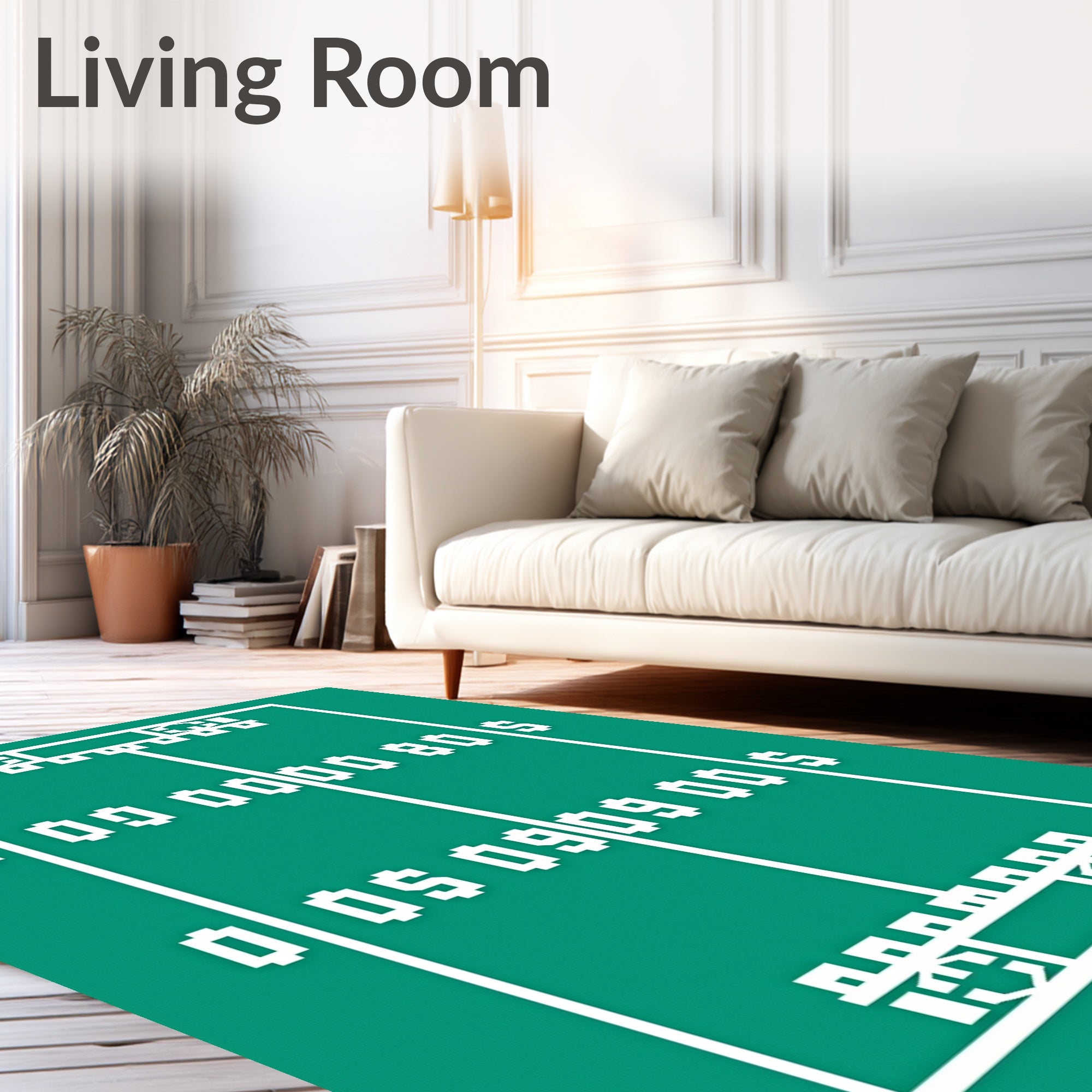 Green Football Field Pixelated Score Rug