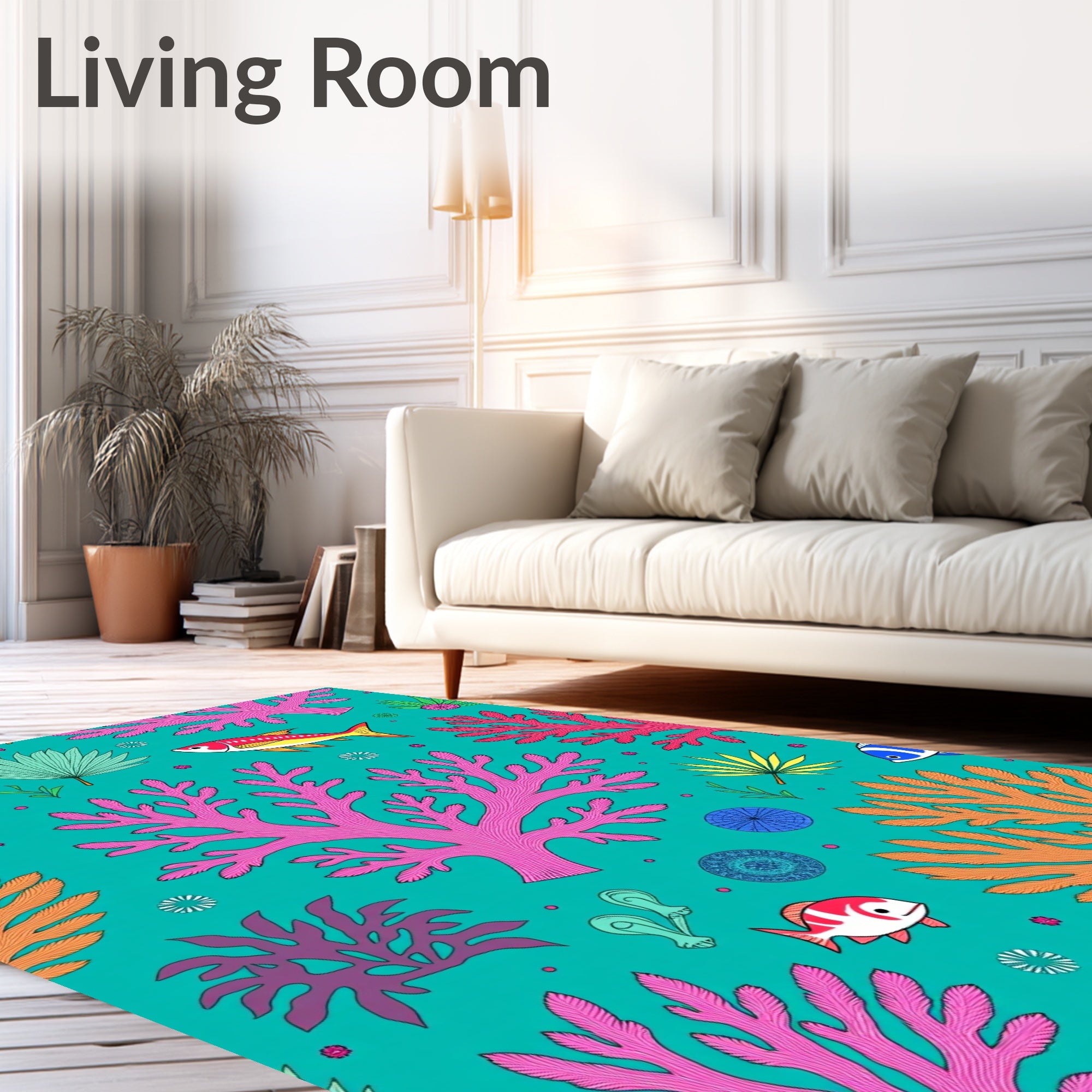 Vibrant Coral Fish Underwater Scene Rug