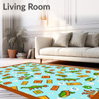 Green Dinosaurs With Orange Accents Rug