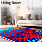 Vibrant Blue Coral Shell Abstraction Rug
