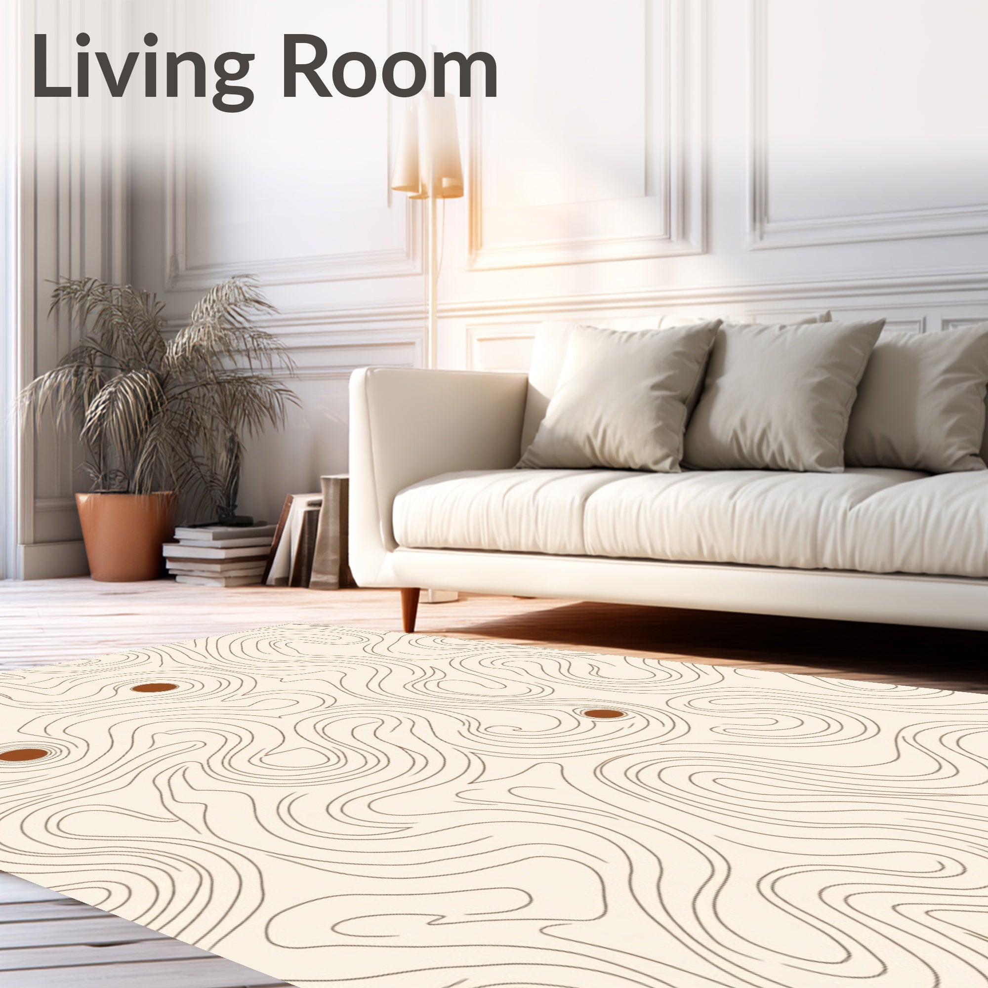 Organic Cream Brown Swirl Topography Rug
