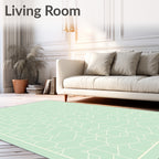 Mint Green Geometric Cube Motif Rug