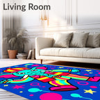 Circus Elephant Vibrant Striped Cotton Candy Rug