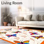 Colorful Butterflies Alphabet Cream Rug