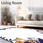 Enchanting Woodland Creatures Floral Border Rug