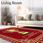 Gold Trophy Red Floral Border Rug
