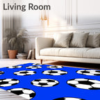 Bold Blue Soccer Balls Scatter Rug