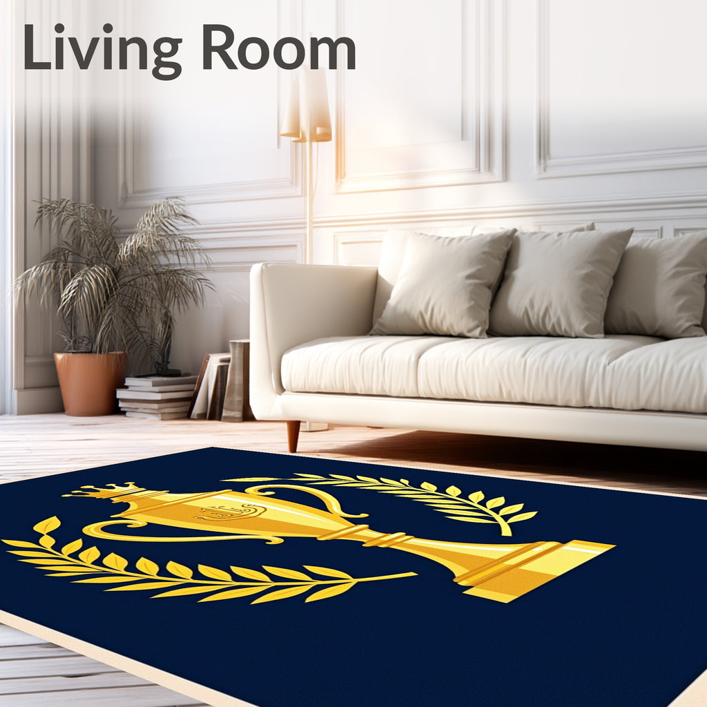 Golden Trophy Laurel Crown Navy Rug