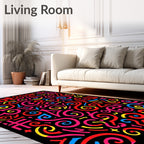 Playful Alphabet Swirls Colorful Rug