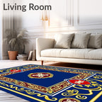 Royal Blue Crimson Gold Medallion Rug