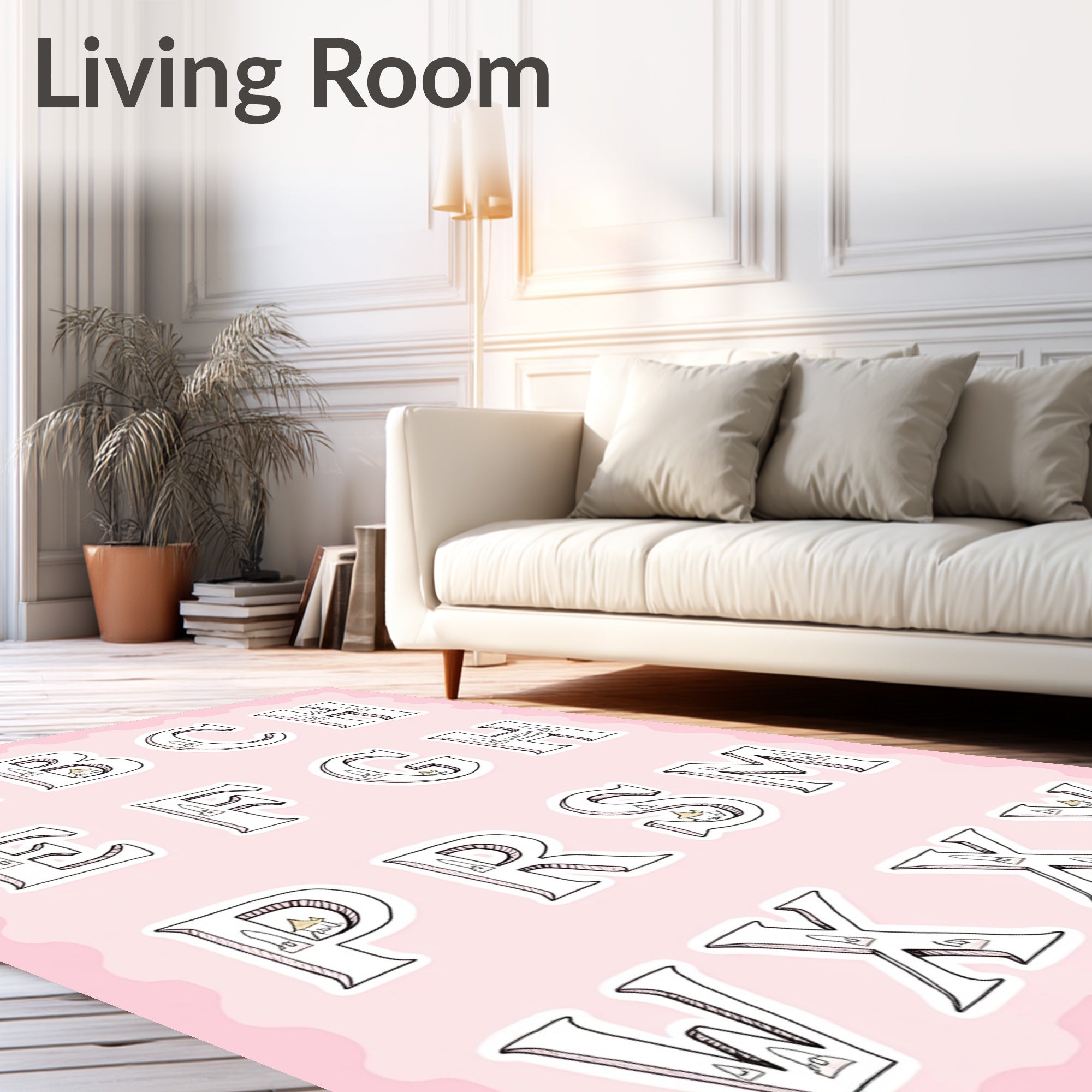 Whimsical Letter Monogram Castle Accents Rug