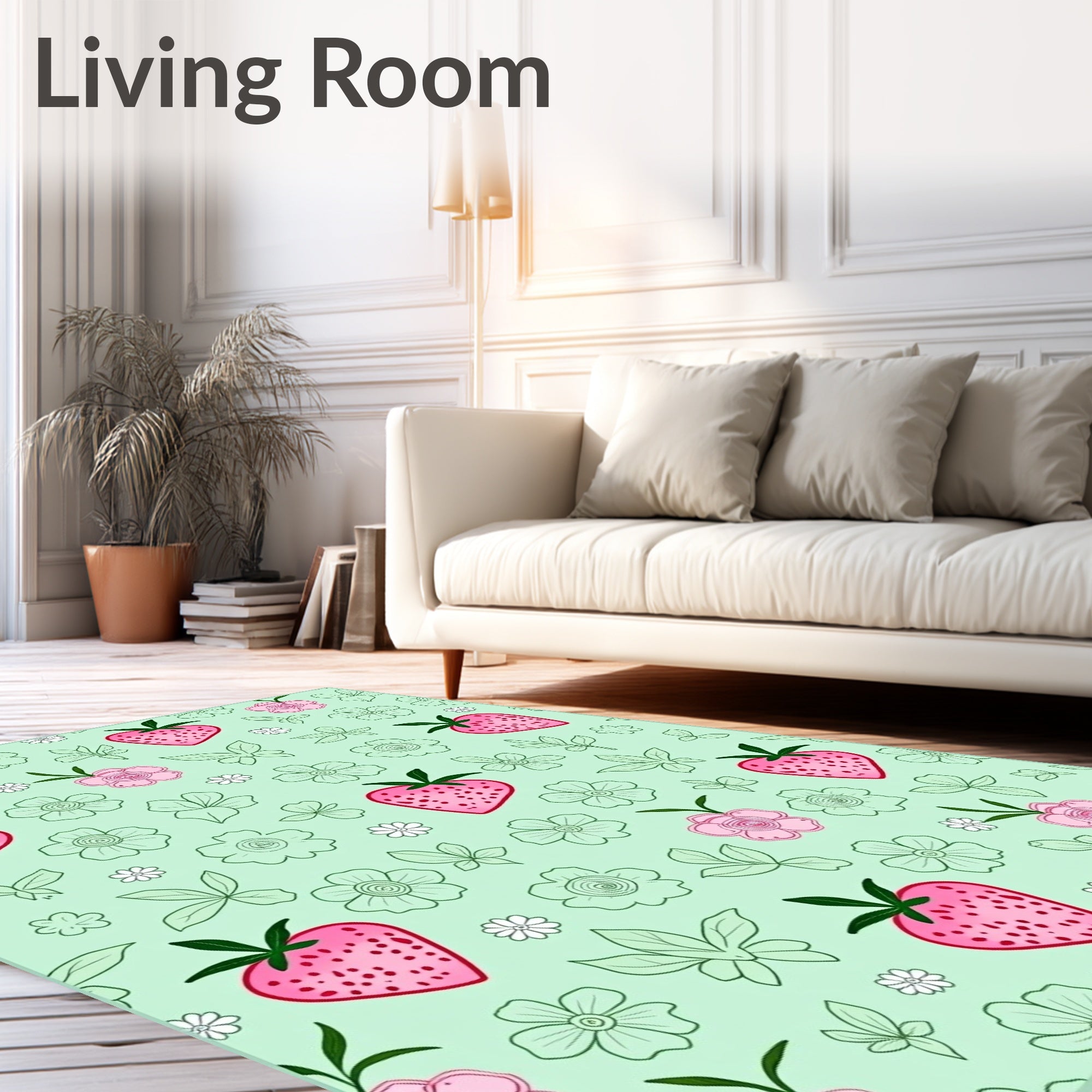Sweet Strawberry and Pink Blossom Rug