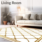Golden Interlocking Diamond Lattice Rug