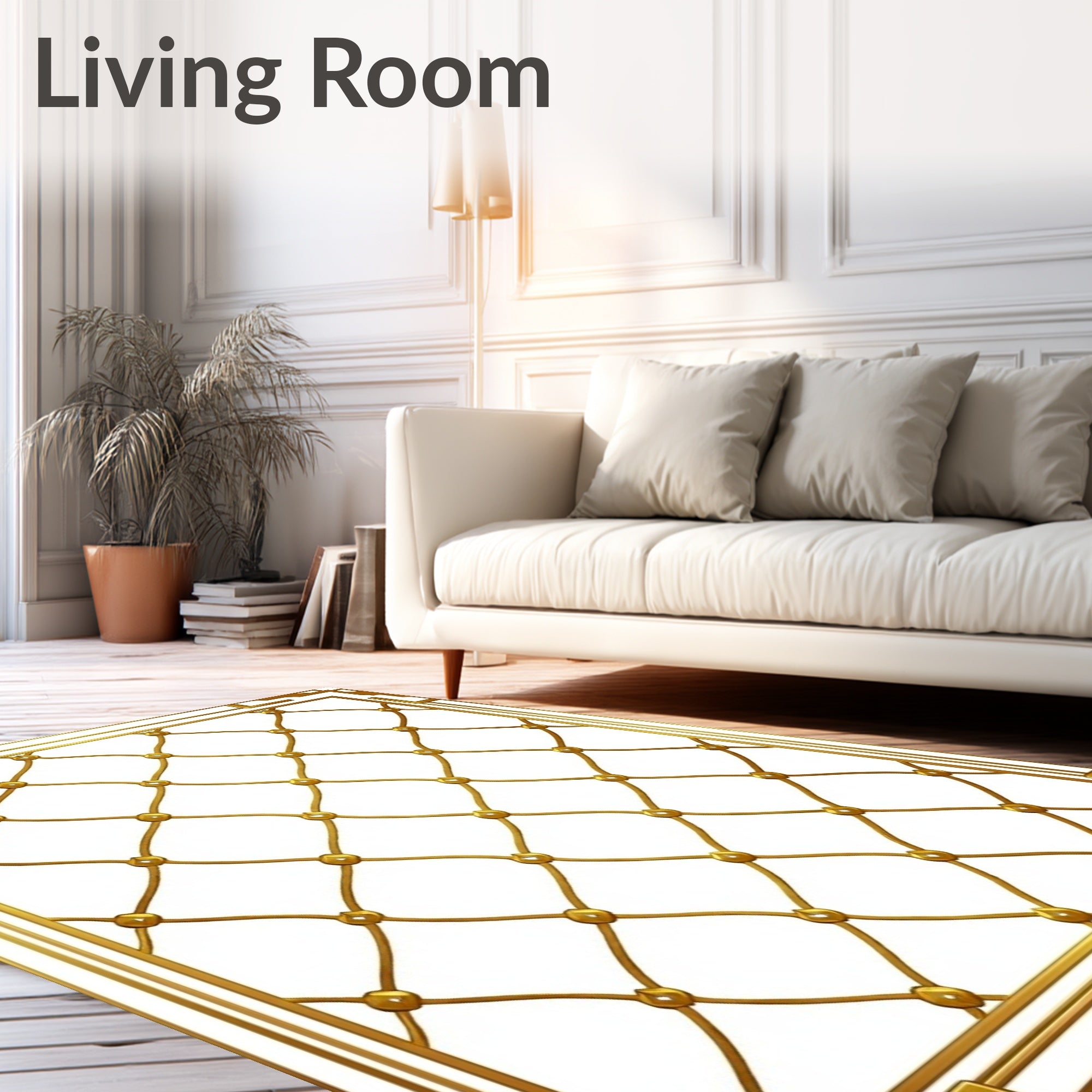 Golden Interlocking Diamond Lattice Rug