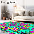 Vibrant Magenta Teal Floral Medallion Rug
