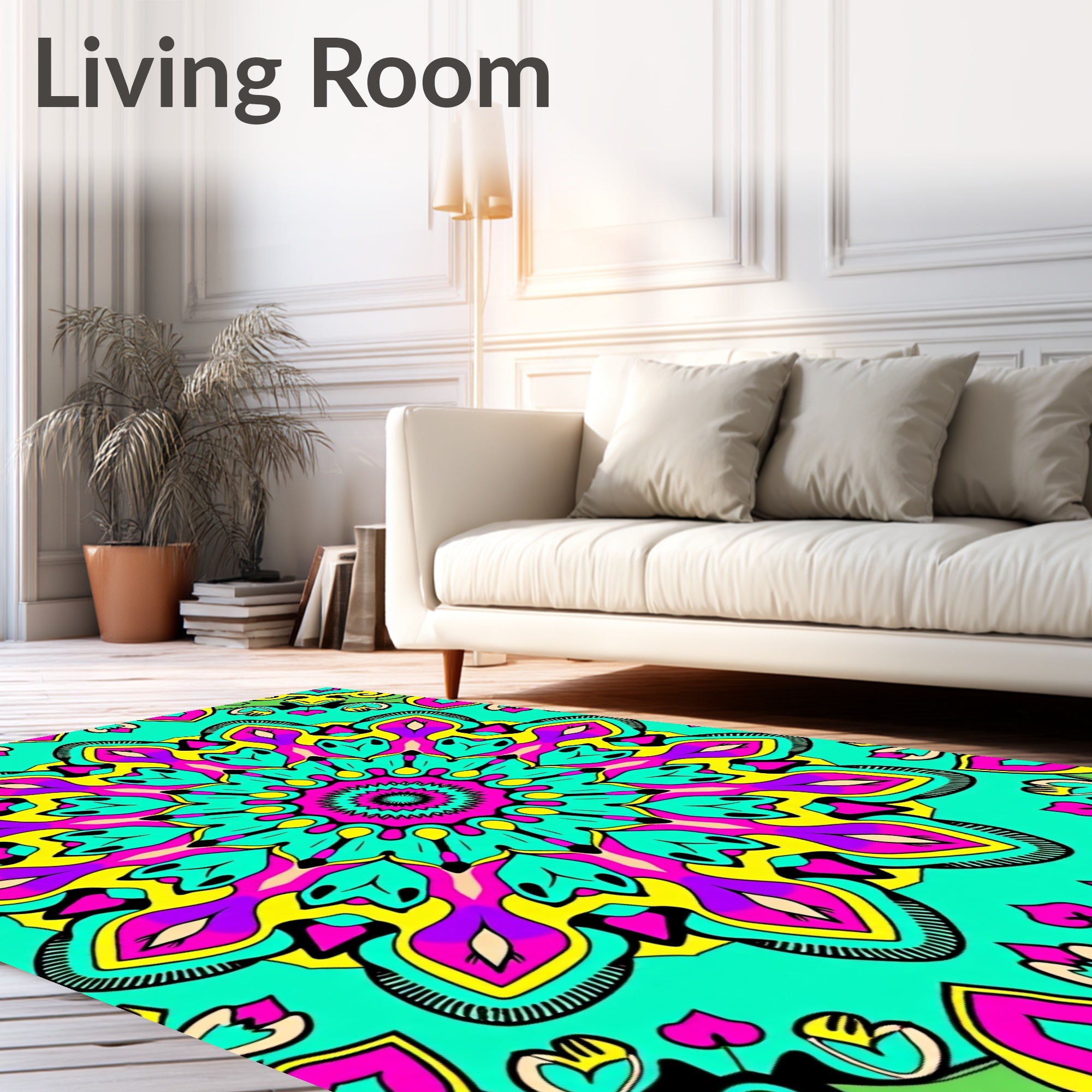Vibrant Magenta Teal Floral Medallion Rug