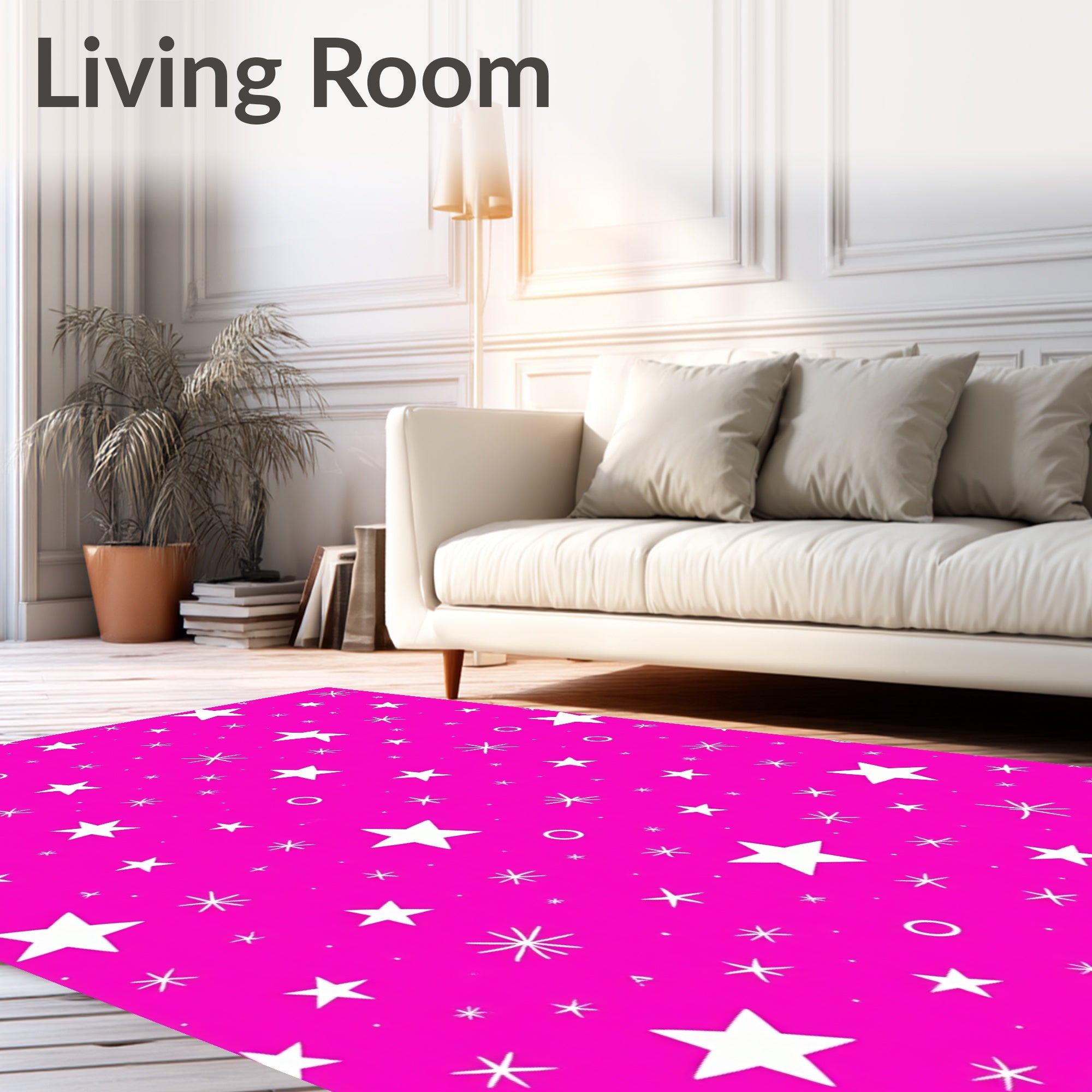 Pink Star Field Scatter Rug