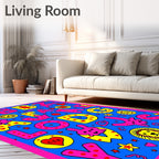Alphabet Animals Yellow Pink Blue Rug