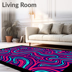 Bold Pink Teal Swirl Abstract Rug