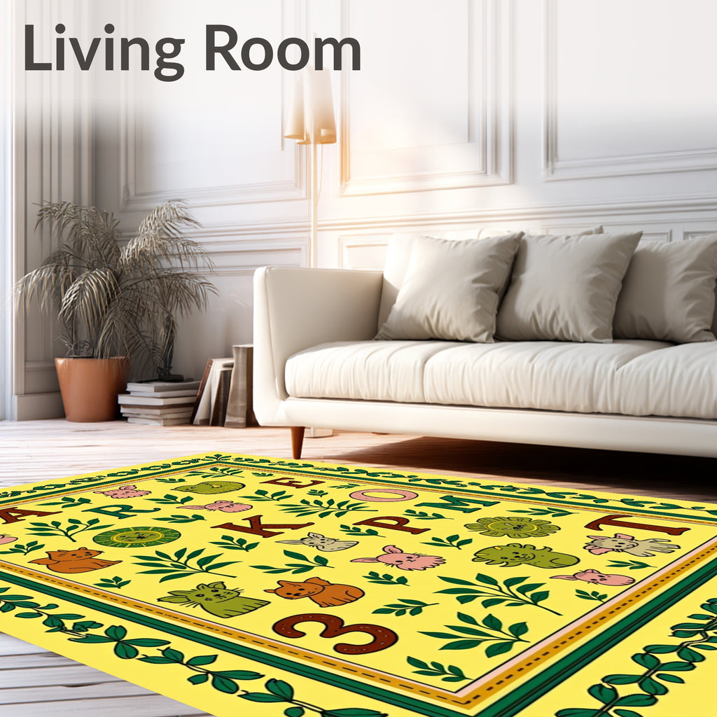 Whimsical Alphabet Animals Garden Decor Rug