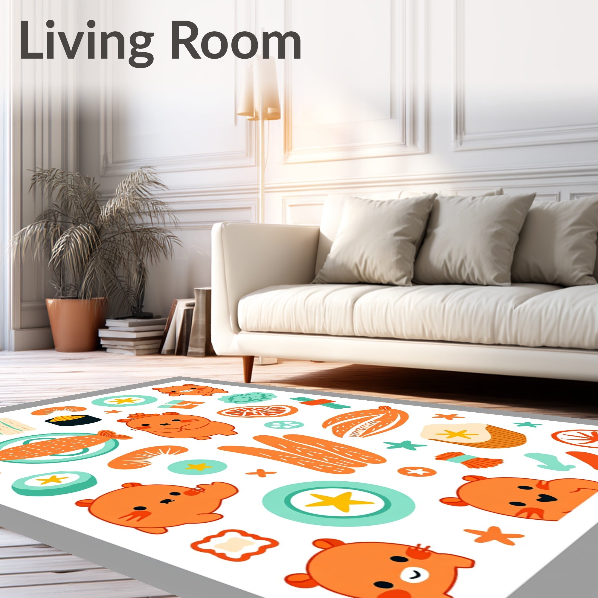 Cute Orange Hamster Food Collage Rug