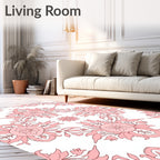 Soft Pink Floral Medallion Arrangement Rug