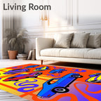 Retro Muscle Cars Vibrant Playfulness Rug
