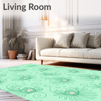 Mint Green Feather Swirl Art Rug