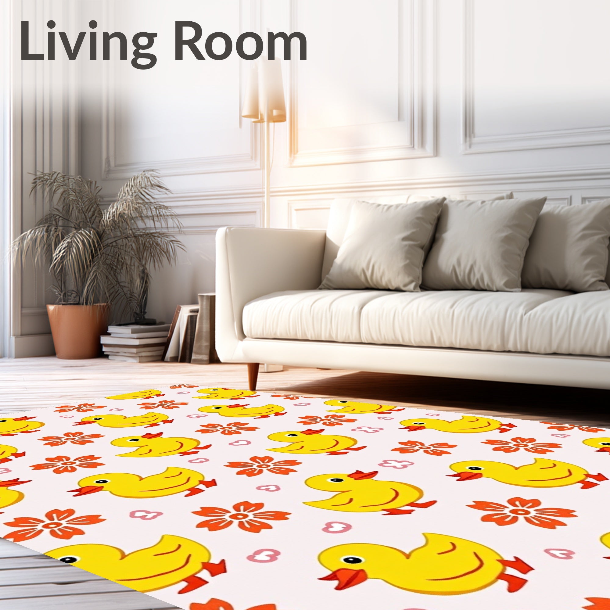 Yellow Ducklings Cherish Flowers Rug