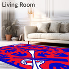 Bold Red Blue Abstract Hand Shapes Rug