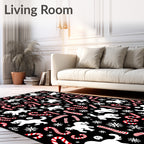 Sweet White Puppy Candy Cane Snowflakes Rug