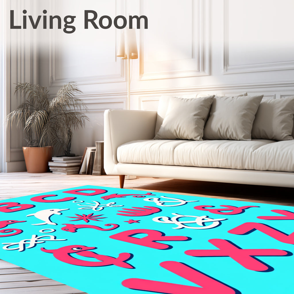 Coral Pink Dolphins Alphabet Sea Rug