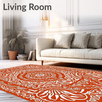 Vibrant Orange White Arabesque Medallion Rug