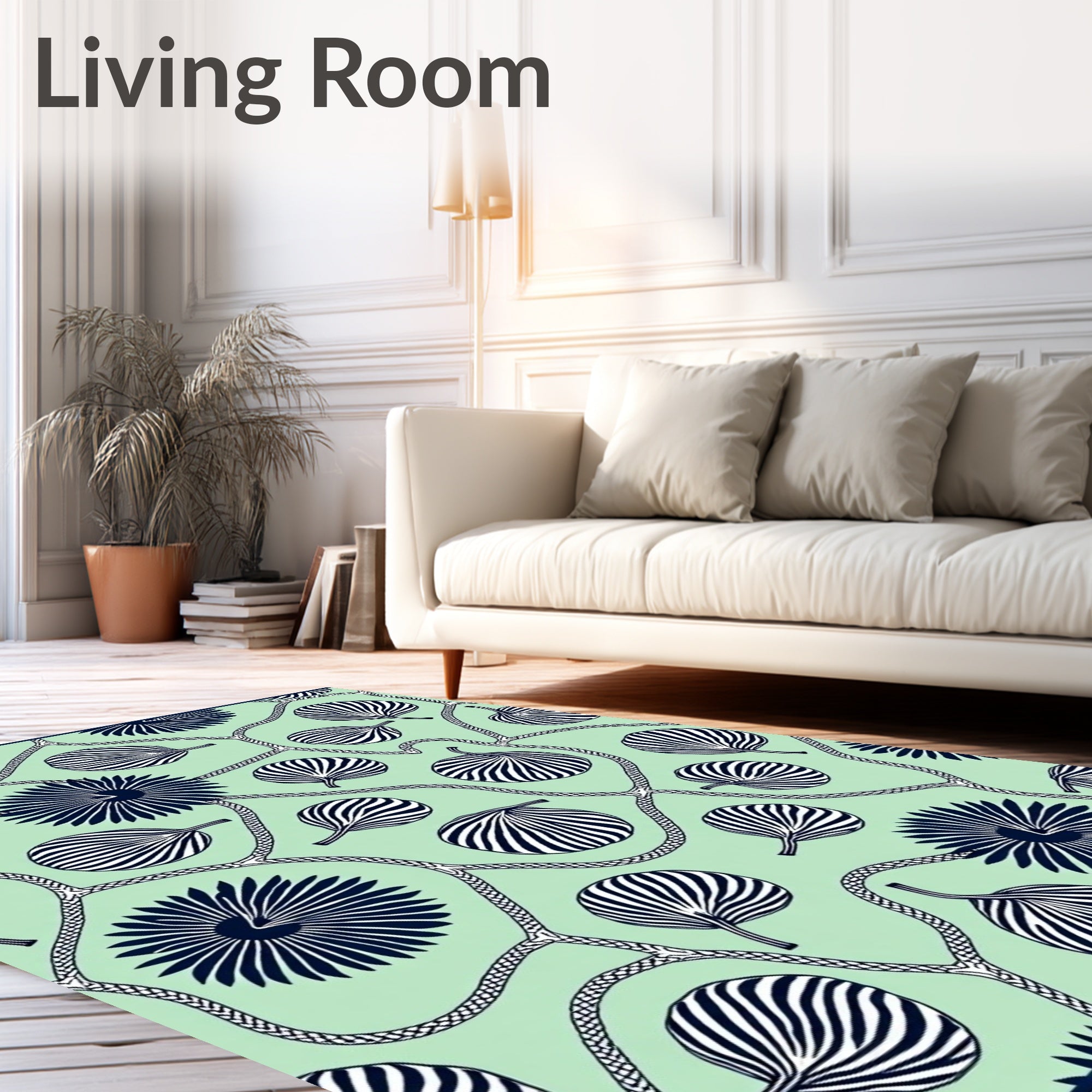 Mint Leaf Vine Floral Rug