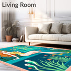 Golden Queen Turquoise Temple Seascape Rug
