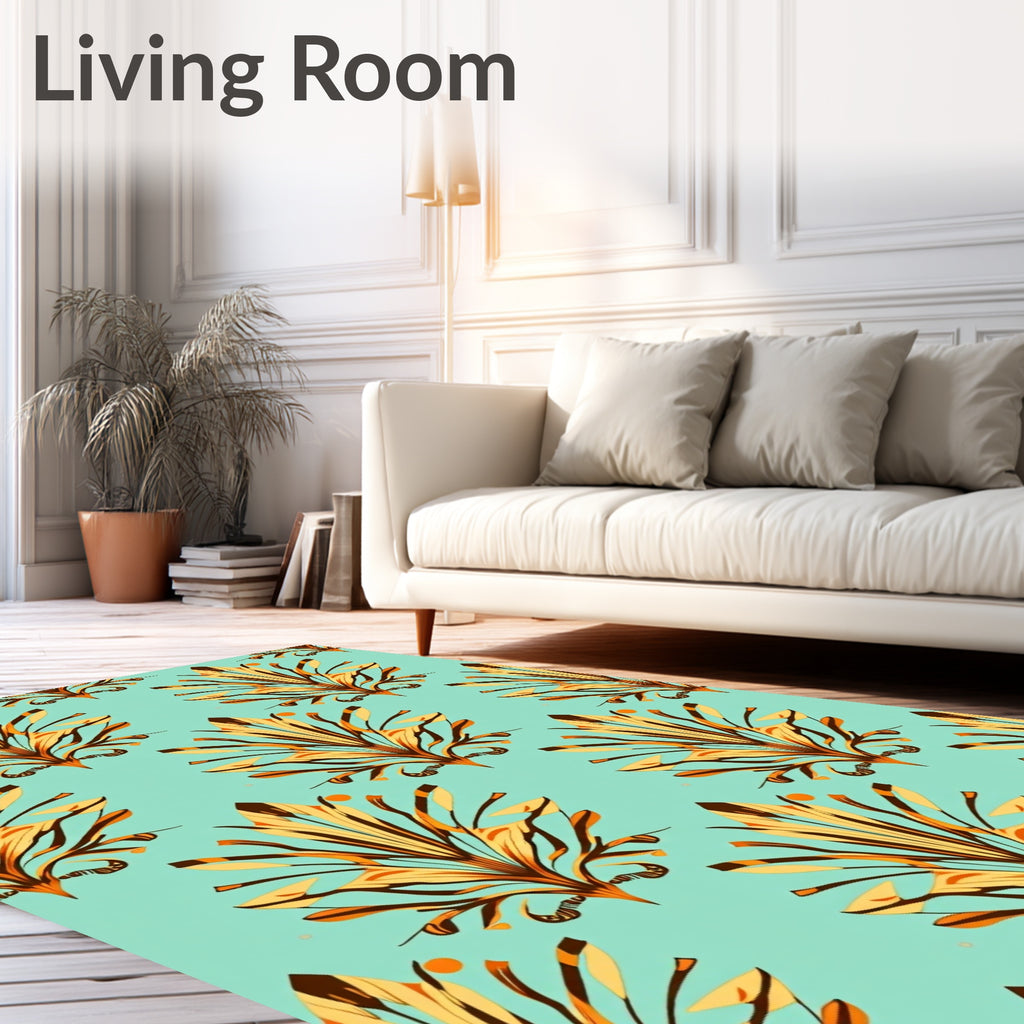 Art Deco Golden Laurel Aqua Rug