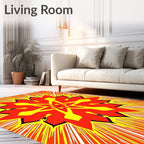 Radiant Red Yellow Burst Mandala Rug