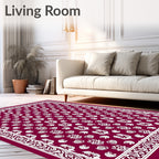 Crimson White Ornamental Medallion Rug