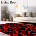 Bold Red Floral Whimsical Scatter Rug