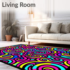 Vivid Psychedelic Swirl Abstract Rug
