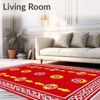 Bold Red Sun Flower Arrow Rug