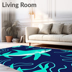 Turquoise Sharks Deep Water Swirls Rug