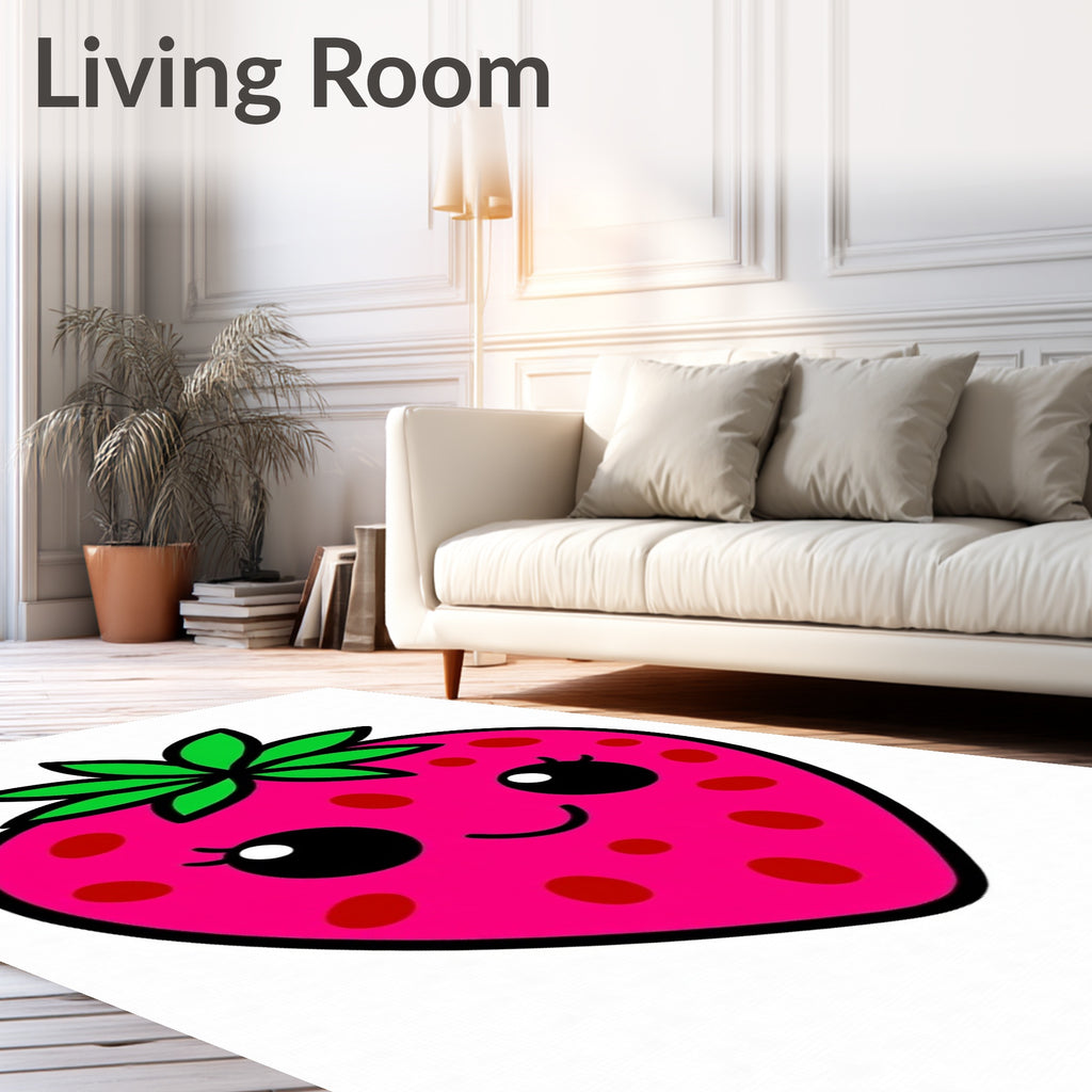 Cute Pink Strawberry Face Rug